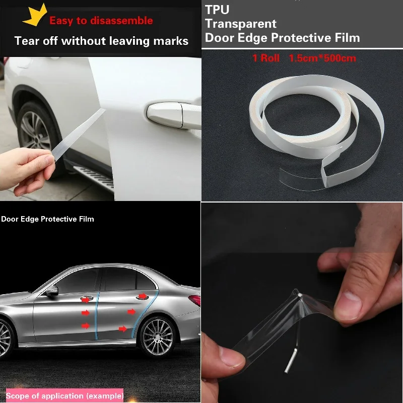

1.5*500cm tik tok TPU Door Edge Protective Transparent Film Car Body Guard Bumper Hood Paint Protection Car Sticker Car Styling