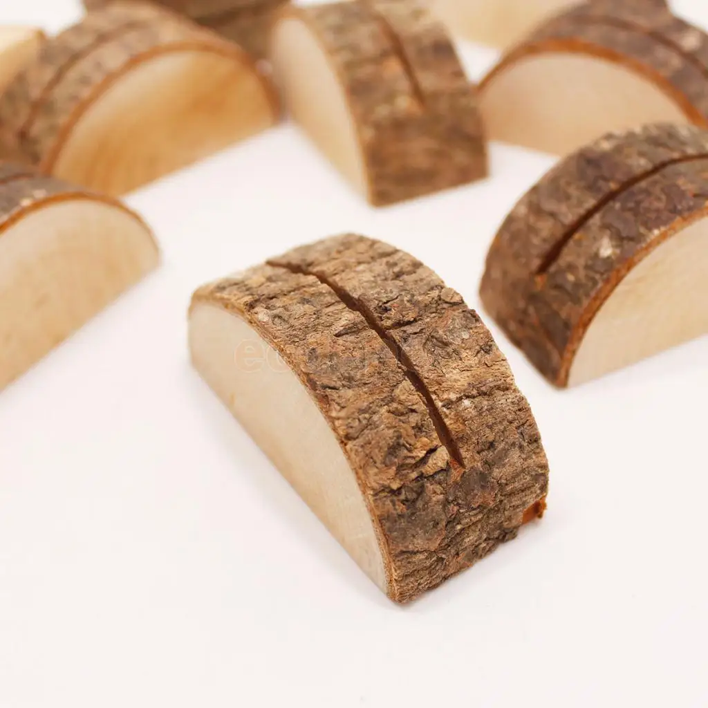 50pcs Rustic Wood Table Numbers Holder Wood Place Card Holder Party Wedding Table Name Card Holder Memo Note Card