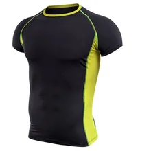 Новинка, компрессионная Мужская спортивная одежда с коротким рукавом, спортивный костюм, футболка для регби, Джерси, рубашка с круглым воротником, Мужская футболка
