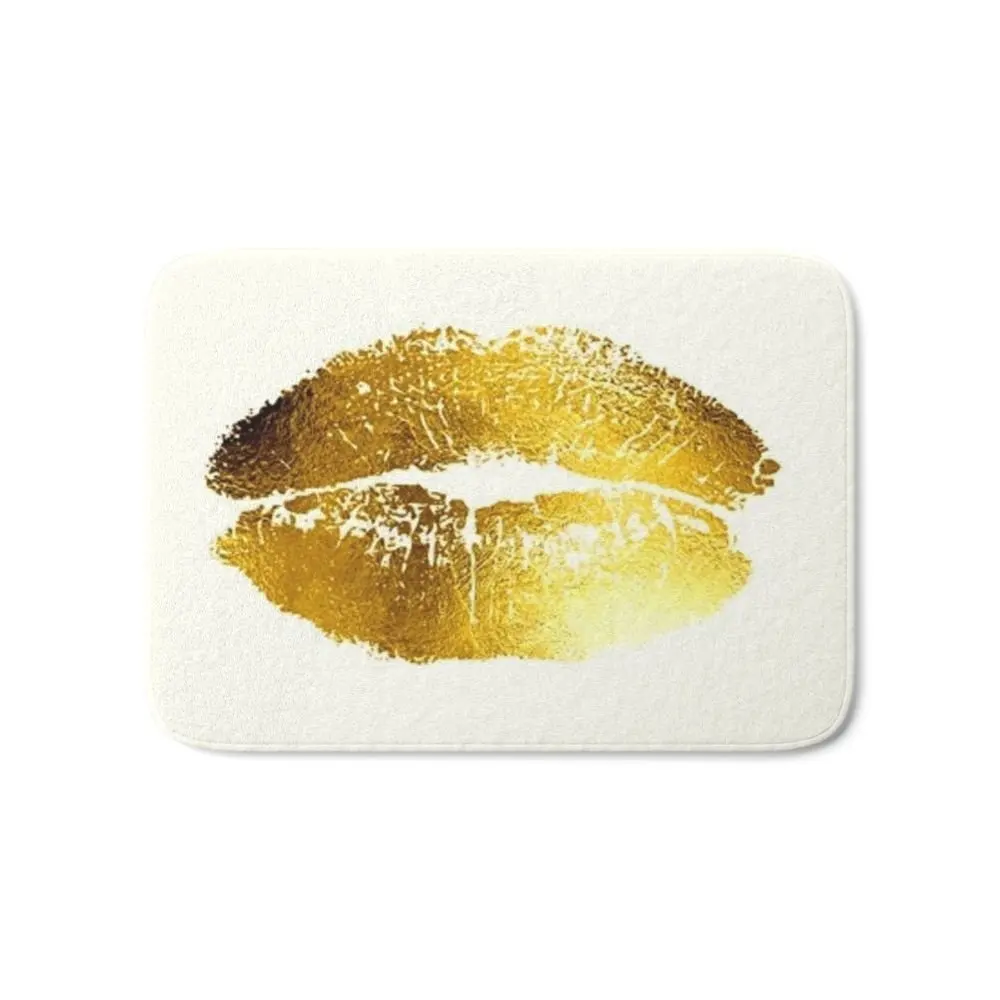 

Lips Gold Bath Mat Pattern Muti-purpose Bedroom Rugs Decor