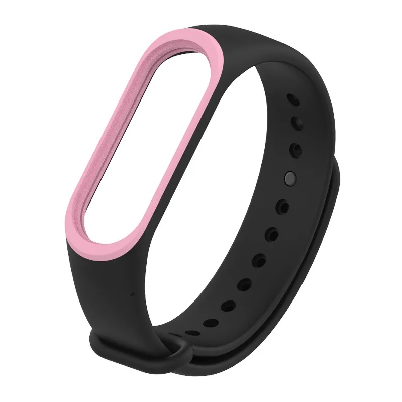 Mi Band 4 3 Sports Dual Pure Color Silicone Wrist Band Strap for xiaomi mi band 4 3 Replacement bracelet Miband 4 3 Straps - Цвет: black pink