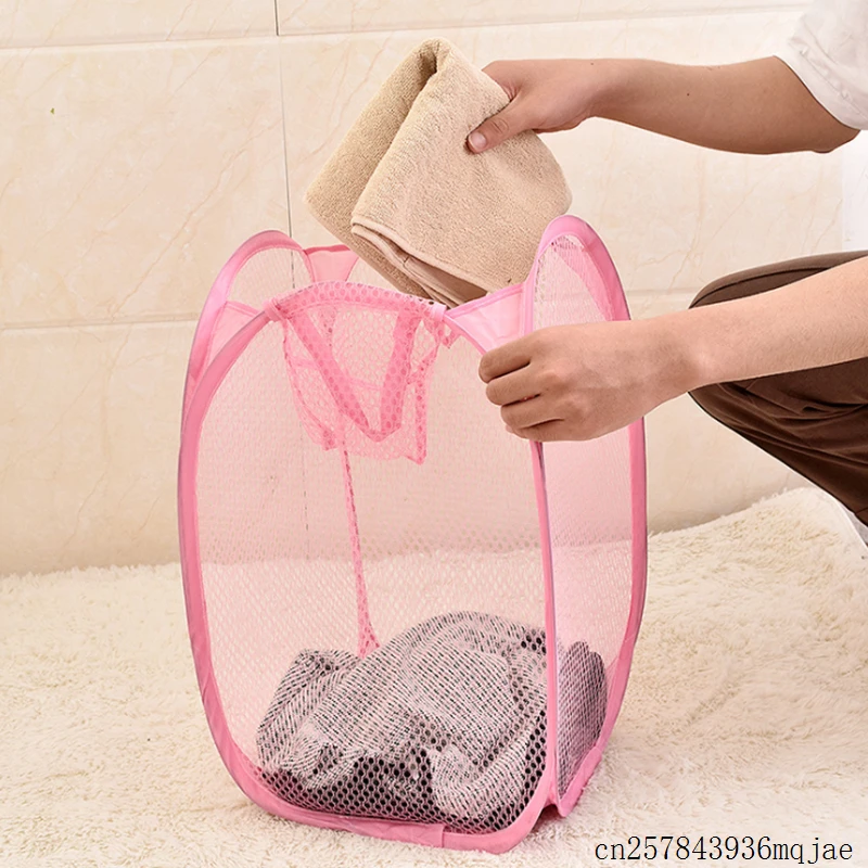 Foldable Laundry Basket Bin Washing Clothes Bag Hamper Mesh Storage Bags Eager 