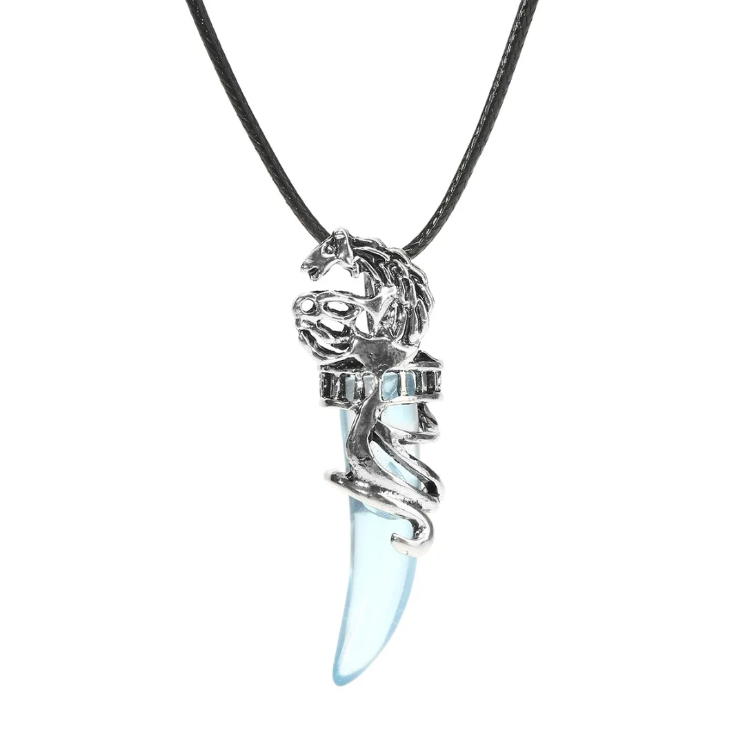 Men Antique Wolf Fang Tooth Pendant Necklace Popular Stainless Steel Wolf Tooth Leather Chain Necklace Antique Jewelry collares