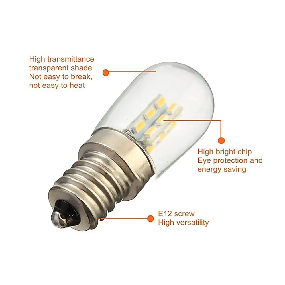 Светодио дный лампы E12 2 Вт AC220V 3014SMD 24 светодио дный Стекло тень 360 градусов угол освещения теплые/холодный белый для швейных