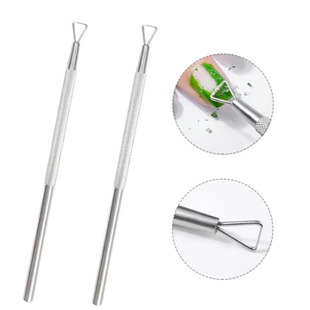 

2pcs Stainless Steel Nail Cuticle Pusher Spoon UV Gel Remover Pedicure Nail Art Equipment Manicure Clean Tools