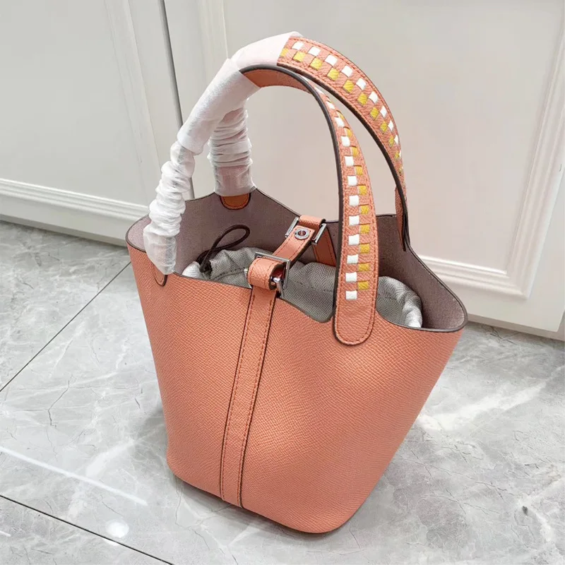 Genuine Leather Women Shoulder Bags Bucket Bag for Girls Crossbody Bags for Women Luxury Handbags Women Bags Designer