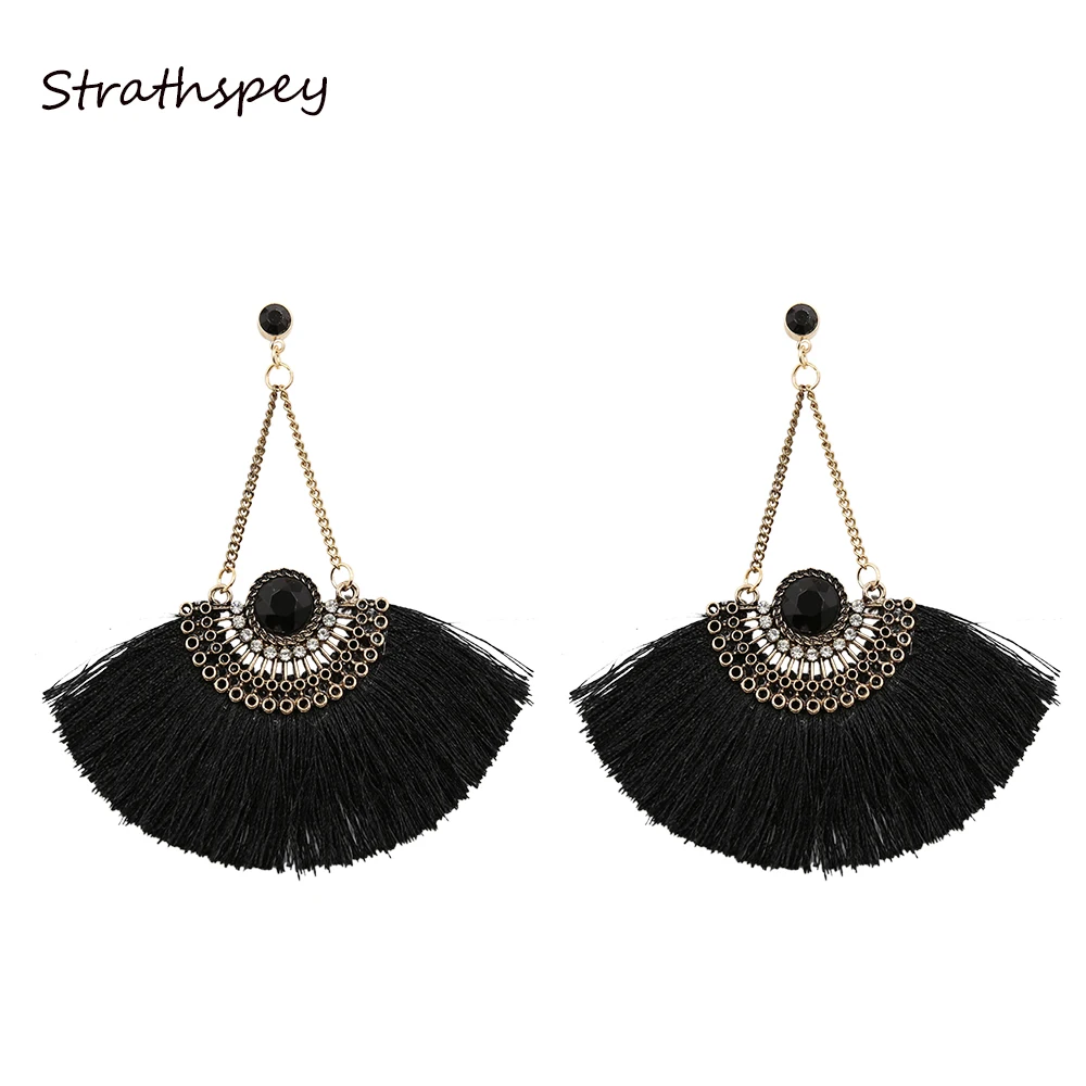 

Fashion Women Ethnic Vintage Fan Thread Earrings