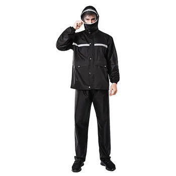 

Man Women Two-piece Raincoat Detachable Visors Protect Face High Collar Windproof Cycling Jackets set Motorcycle Electric Bike