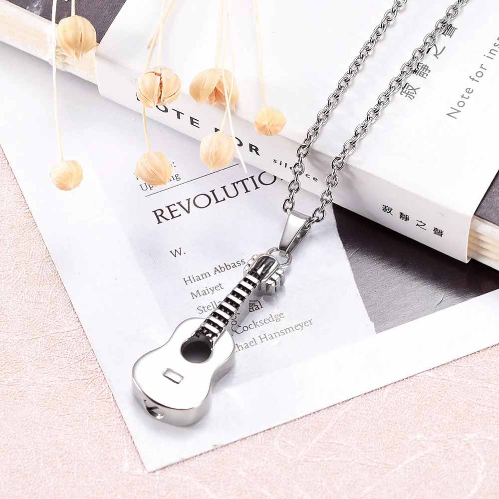 Guitar Shape Memorial Ashes Keepsake Cremation Urn Necklace Urn Pendant