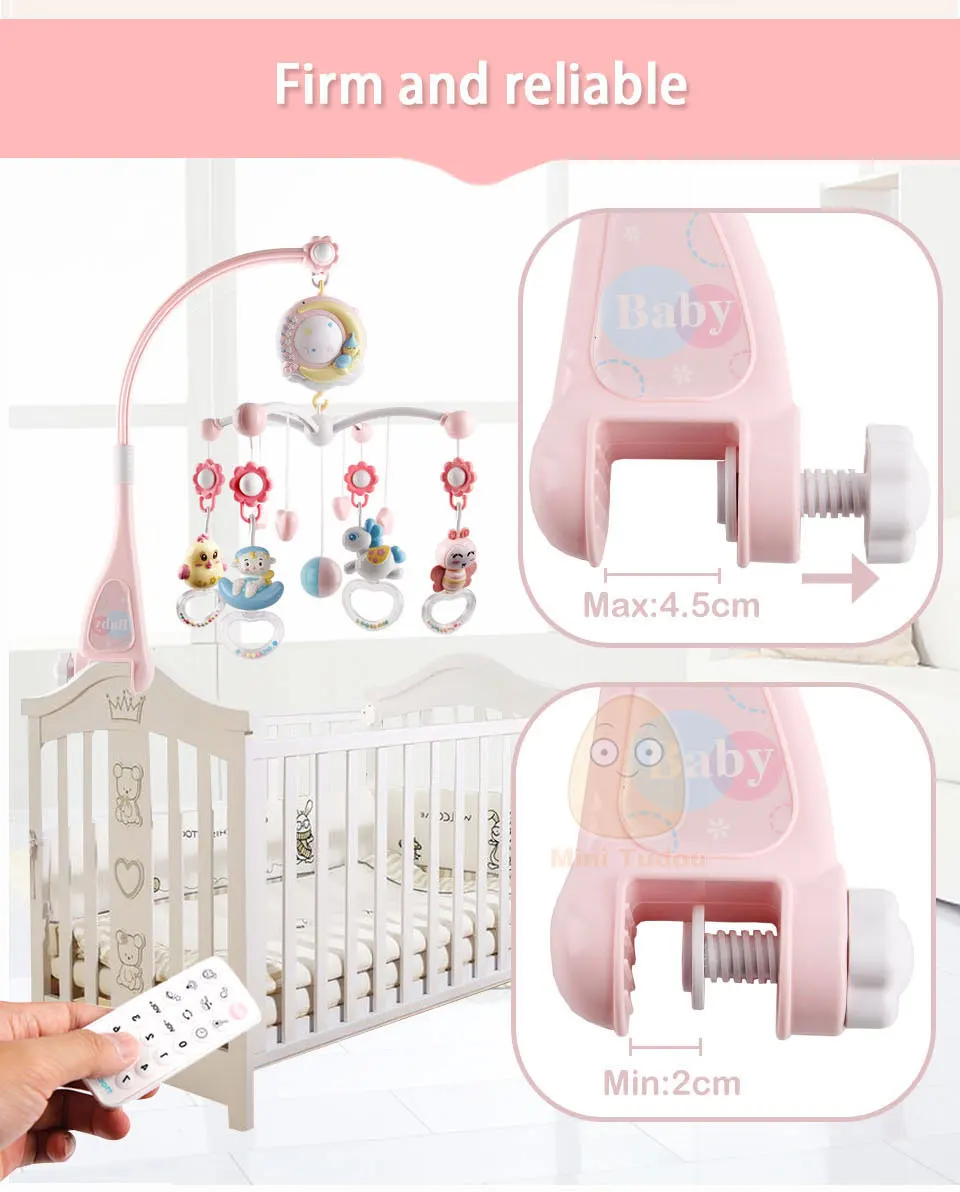 Детские игрушки 0-12 месяцев детская кроватка Мобильная Музыкальная Коробка с держателем для малышей Мягкая погремушка-грызунок для новорожденных детская кровать игрушки обучающая девочка