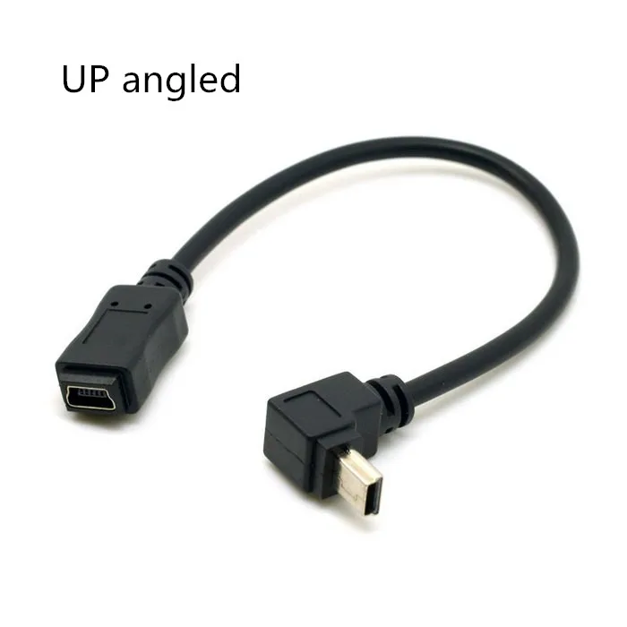 20 см мини USB 2,0 мужчин и женщин удлинитель данных и зарядный кабель 90 градусов вверх или вниз под углом