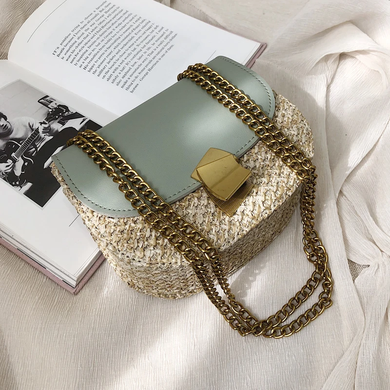 

Summer Messenger Bag Women Bali Rattan Bags Mini Beach Handbag Straw Bag For Girls Semicircle Rattan Handbag Women Shoulder Bag