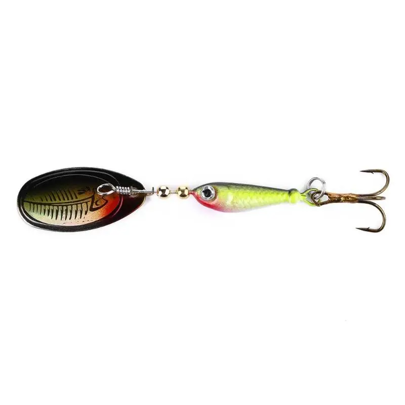 rotating Spinner Bait Sequin Fish Shape Fishing Lure Bionic Artificial Bait Metal Spoon with Treble Hook - Цвет: 1 pcs