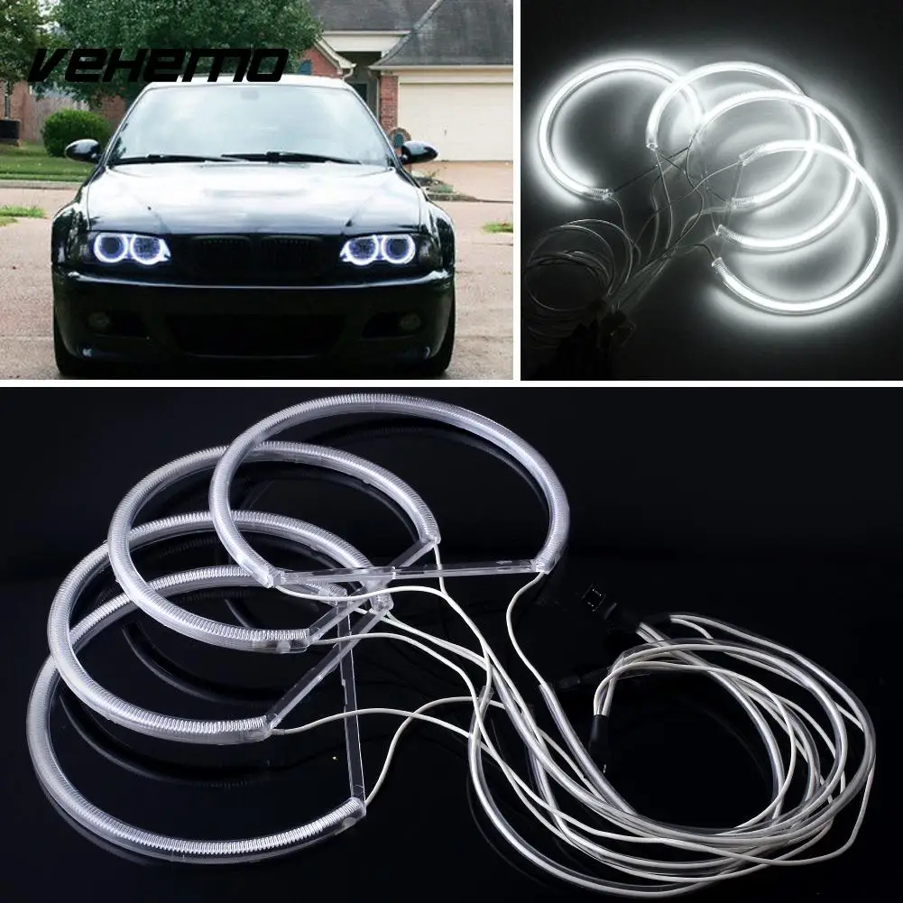 4X Angel Eye Halo Ring Light CCFL Headlight Lamp For BMW E46 White