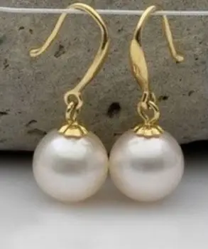 

hj 00315 10-11mm natural Australian south sea white pearl earrings
