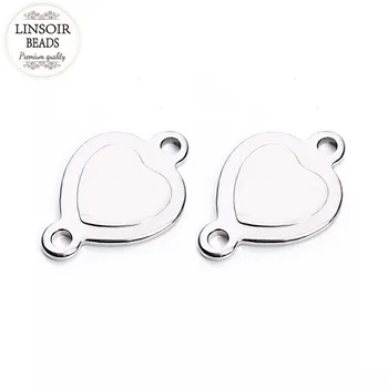 

20pcs/lot 11*17mm Stainless Steel Metal Heart Shape Connector Charms For Bracelet Necklace Jewelry Connector Craft Making F3508
