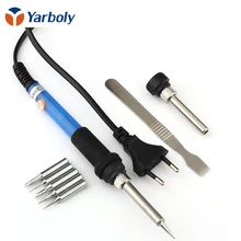 60 Вт 220 В Регулируемый Температура электрический утюг Gun Сварка паяльник инструмент+ 5 шт. паяльников гладить корпус+ припой Скребки