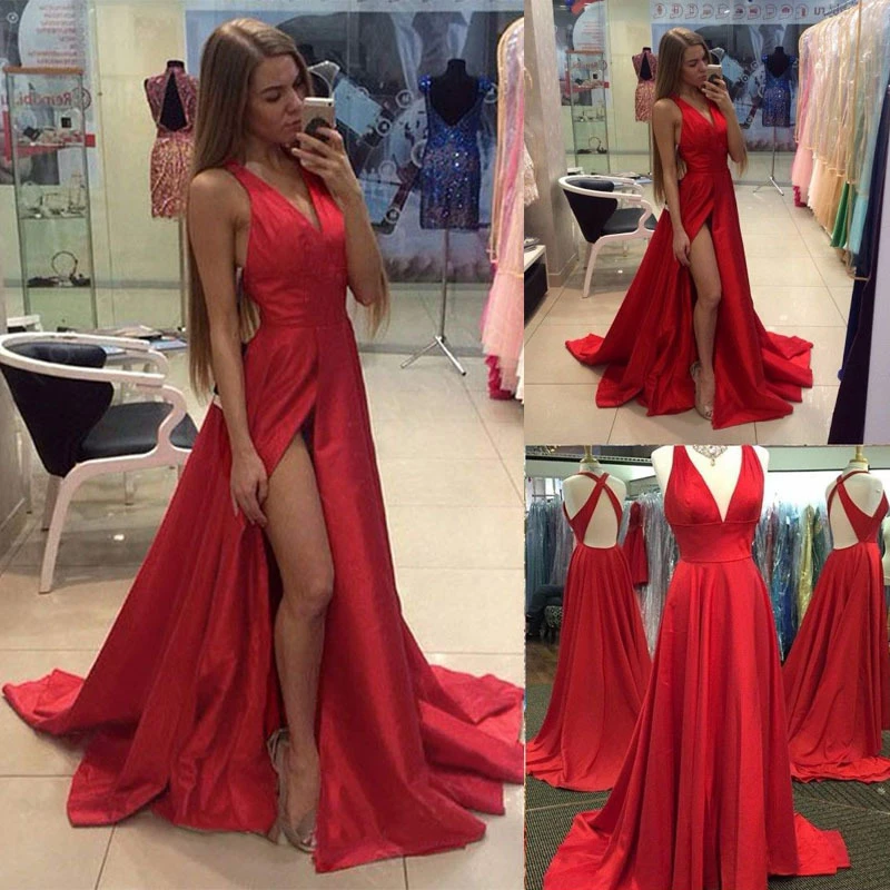 long silky red dress