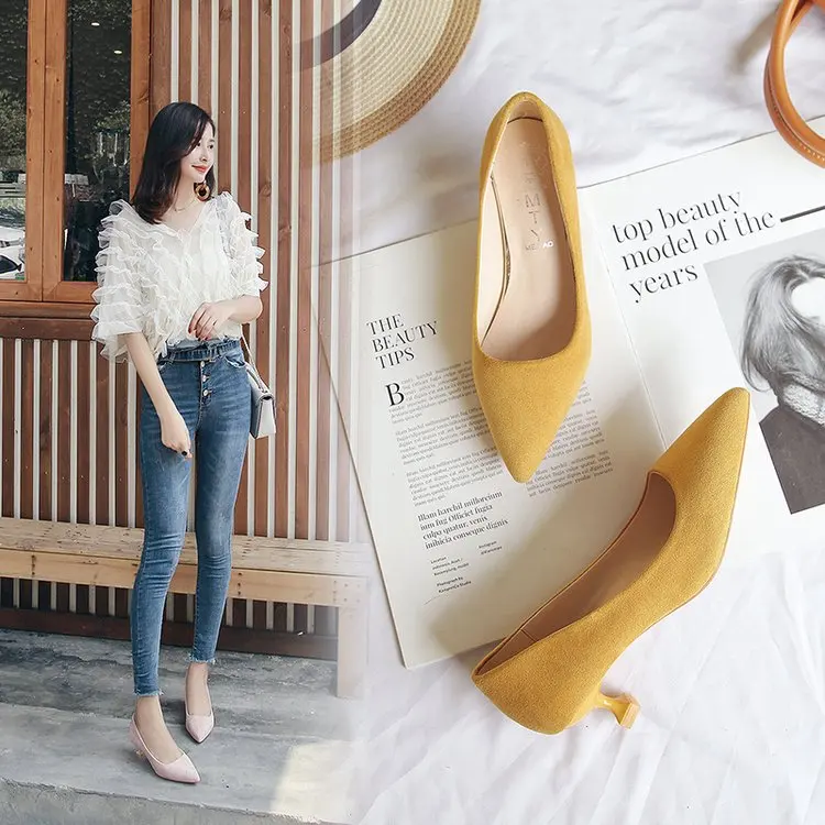 

2018 new hot Korean fashion sexy comfortable high heels pointed sexy wild high heels