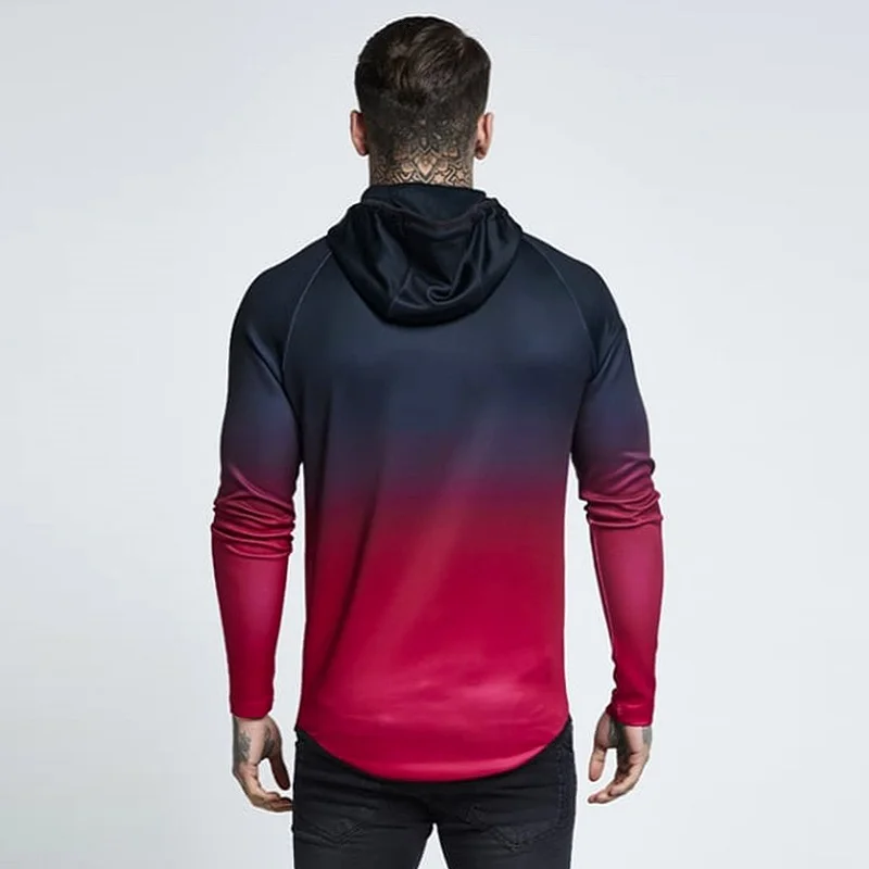 spring men jacket fashion gradient color thin hooded sweatshirt mens slim zipper Cardigan brand outerwear hoodies streetwear Top