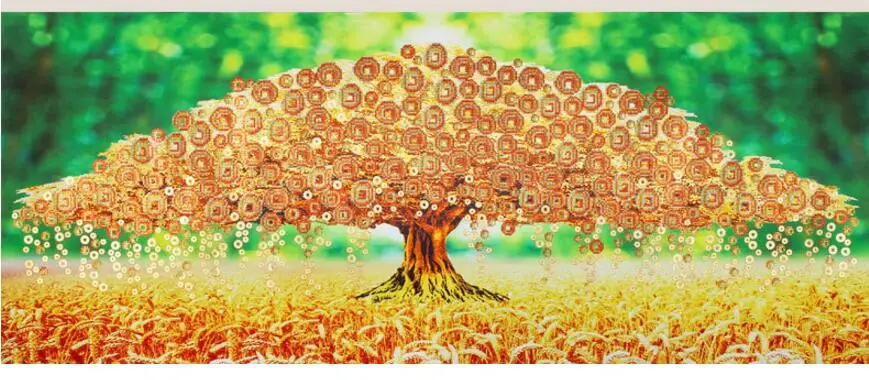 Алмазная вышивка 5D diy круглая Алмазная картина денежное дерево наборы для вышивки крестиком Специальная Форма Стразы для украшения дома мозаика
