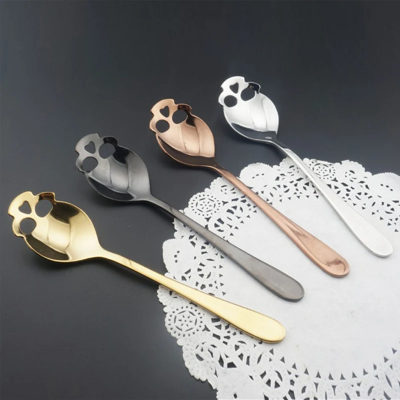 

Sugar Skull Tea Spoon Tea Coffee Christmas Halloween Food Grade Stainless Steel Cutle Kitchen Accessories