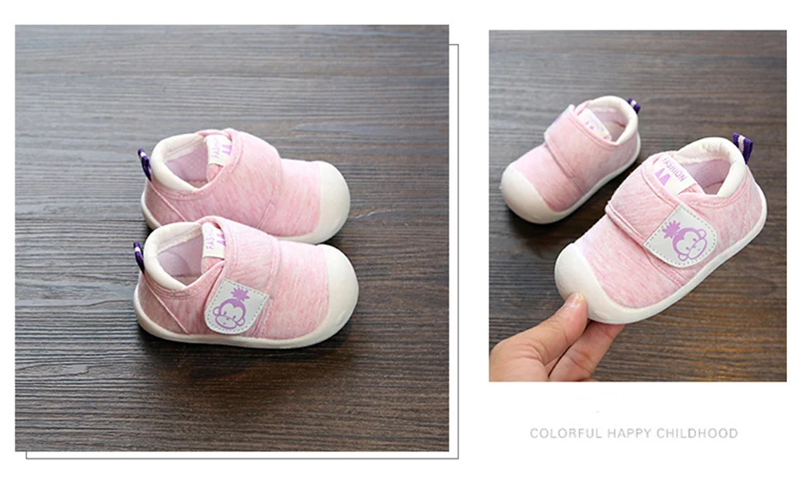Kalupao Unisex Baby Shoe Cotton Fabric First Walker Shoes Anti-Slippery Soft Tpr Hook & Loop Prewalker Sneakers Baby Casual Shoe (9)