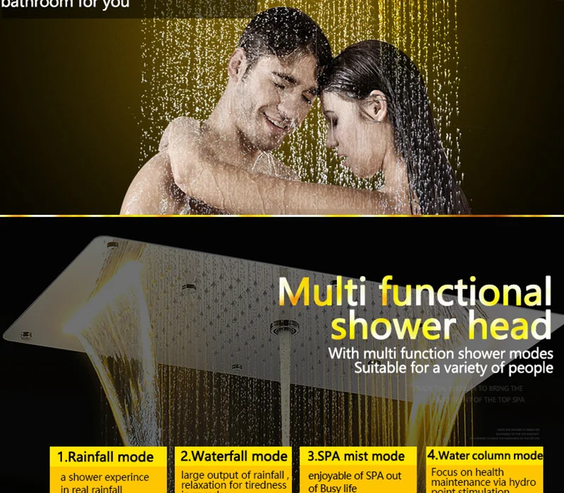 Embed Ceiling Rainfall Showers Set Massage Spray Led Electric Power Bathroom 5 Way Conceal Install Thermostatic Shower Faucets  (7)