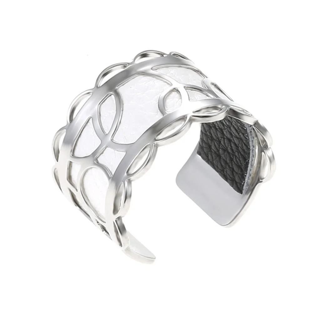 Legenstar, сделай сам, Argent, открытый размер, кольца для женщин, Bijoux Homme, круглое кольцо из нержавеющей стали, обратимая кожа, Bague - Цвет основного камня: white and black