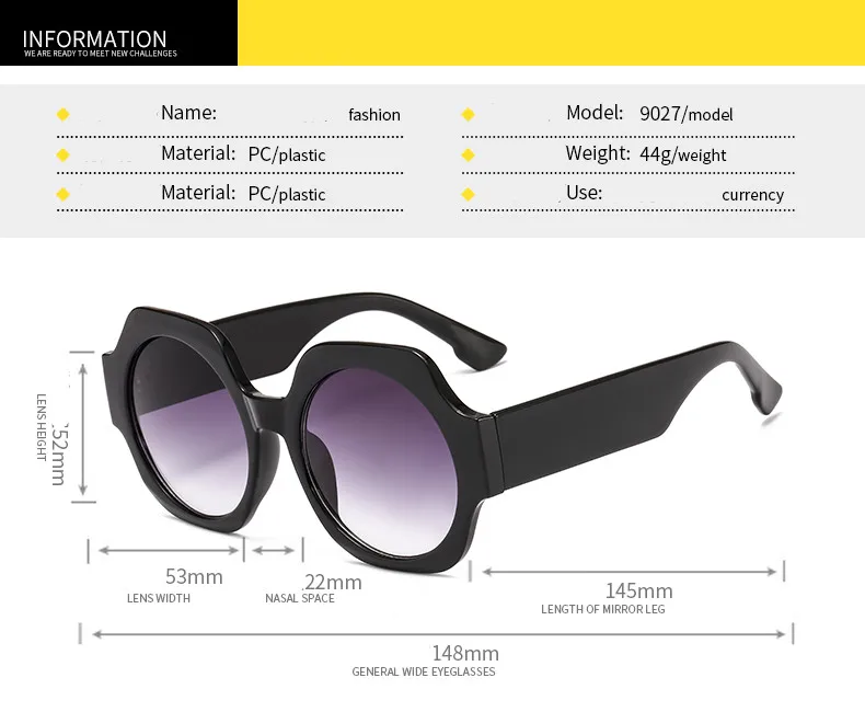 Новые очки за Размеры d Круглый Ретро солнцезащитные очки Для мужчин женские большие размеры прозрачный Lenes очки тренд Роскошные UV400