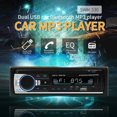

Auto Radio 1 Din SWM 530 Car Radio Car Mp3 Player Autoradio Bluetooth Handsfree AUX Input Receiver Car Audio Stereo LCD Screen