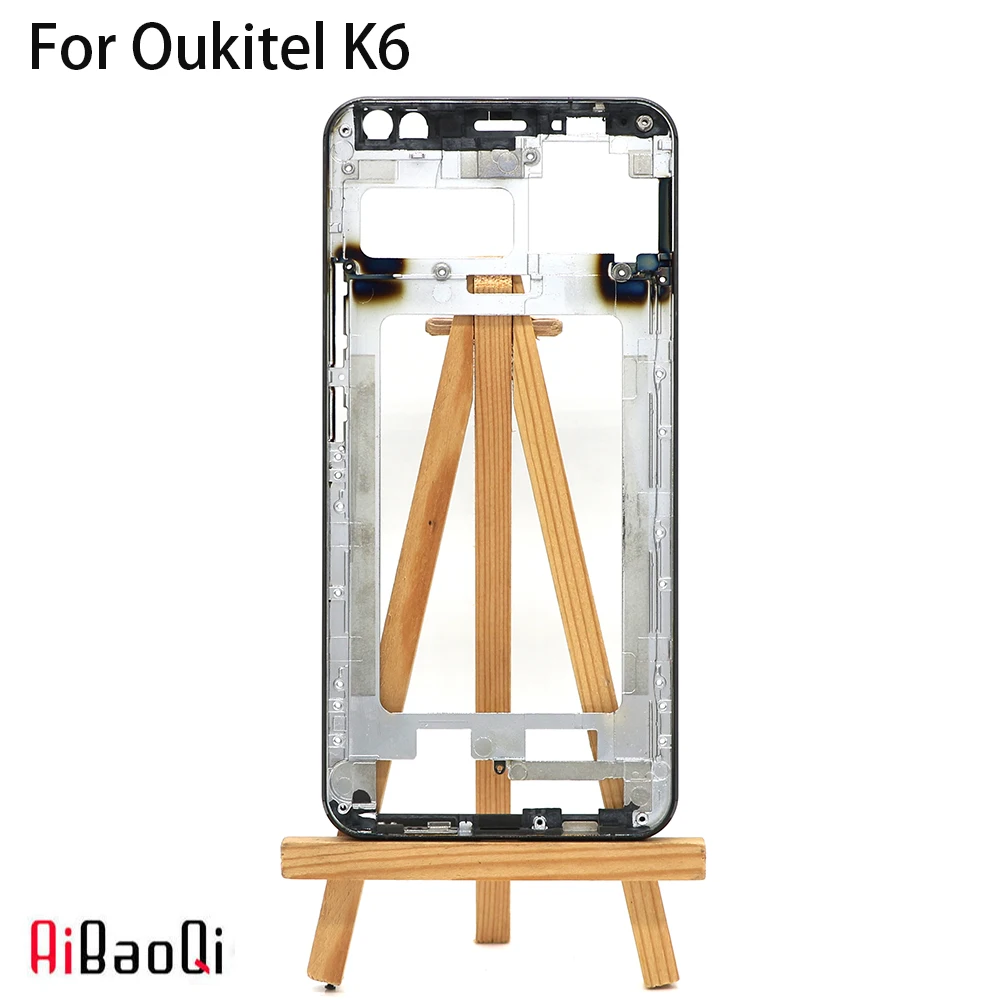 Aibaoqi новая Оригинальная передняя рамка для 5,99 дюйма Oukitel K6 спереди Корпус крышка чехол в сборе запасная часть+ 3 М клей