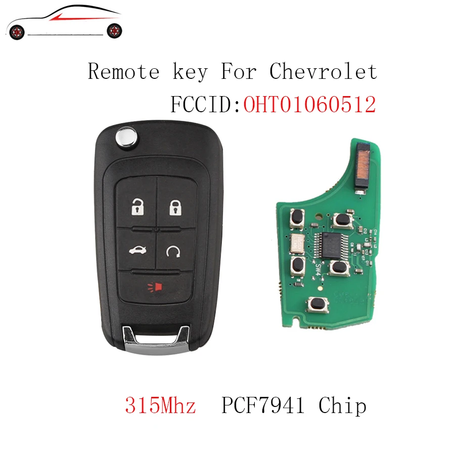

GORBIN 5B 315Mhz Flip Key Remote Start Keyless Entry Transmitter Fob for Chevy 2010-2017 Equinox Sonic GMC Terrain PCF7941 chip