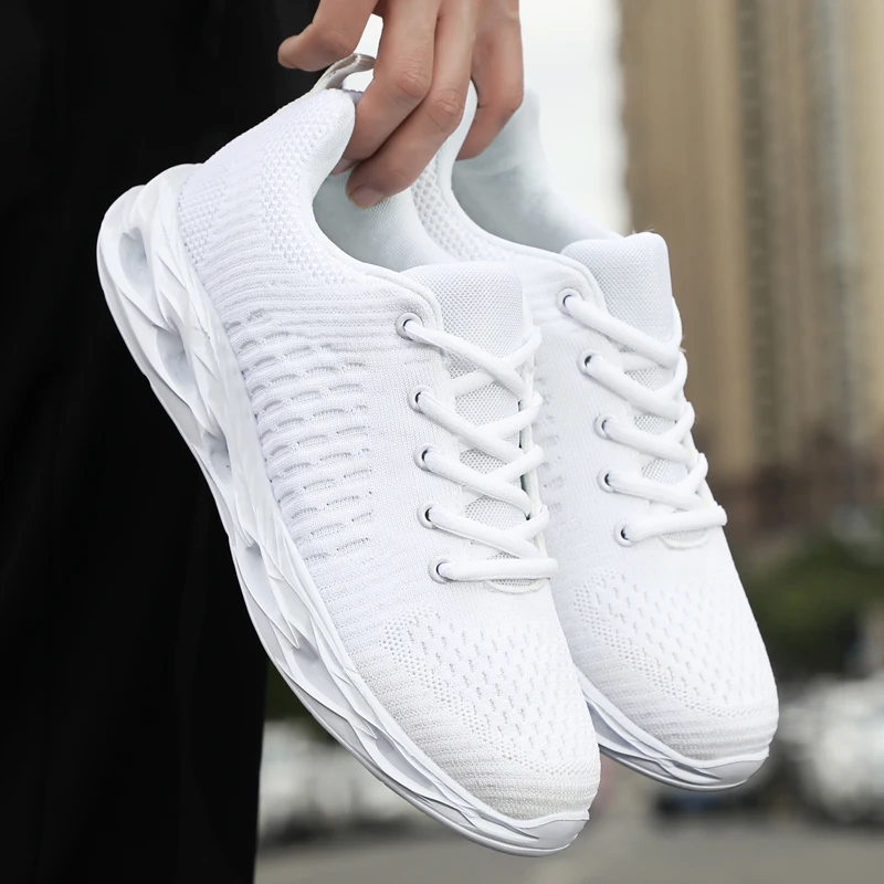 

New Listing Casual Shoes Men Air Mesh Summer Fly Weave Solid White Male Shoes Lightweight Breathable Sneakers Men