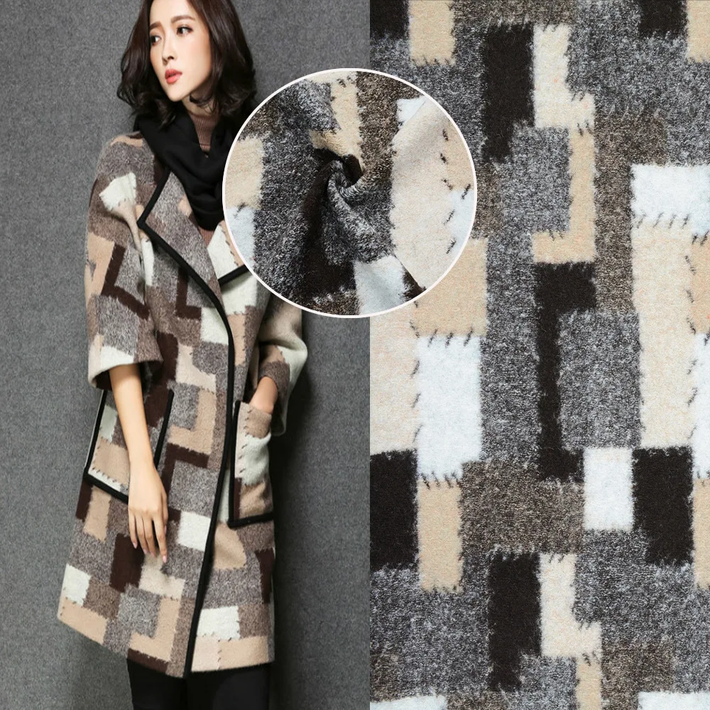 Прямая с фабрики, жаккардовая шерстяная ткань, осенняя и зимняя модная ткань для пальто, AC-09