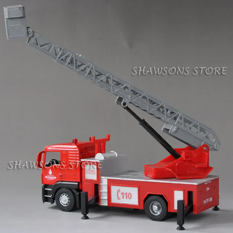1:43 литая под давлением пожарная машина Игрушечная модель грузовика Man Scania лестница грузовик автомобиль миниатюрная копия
