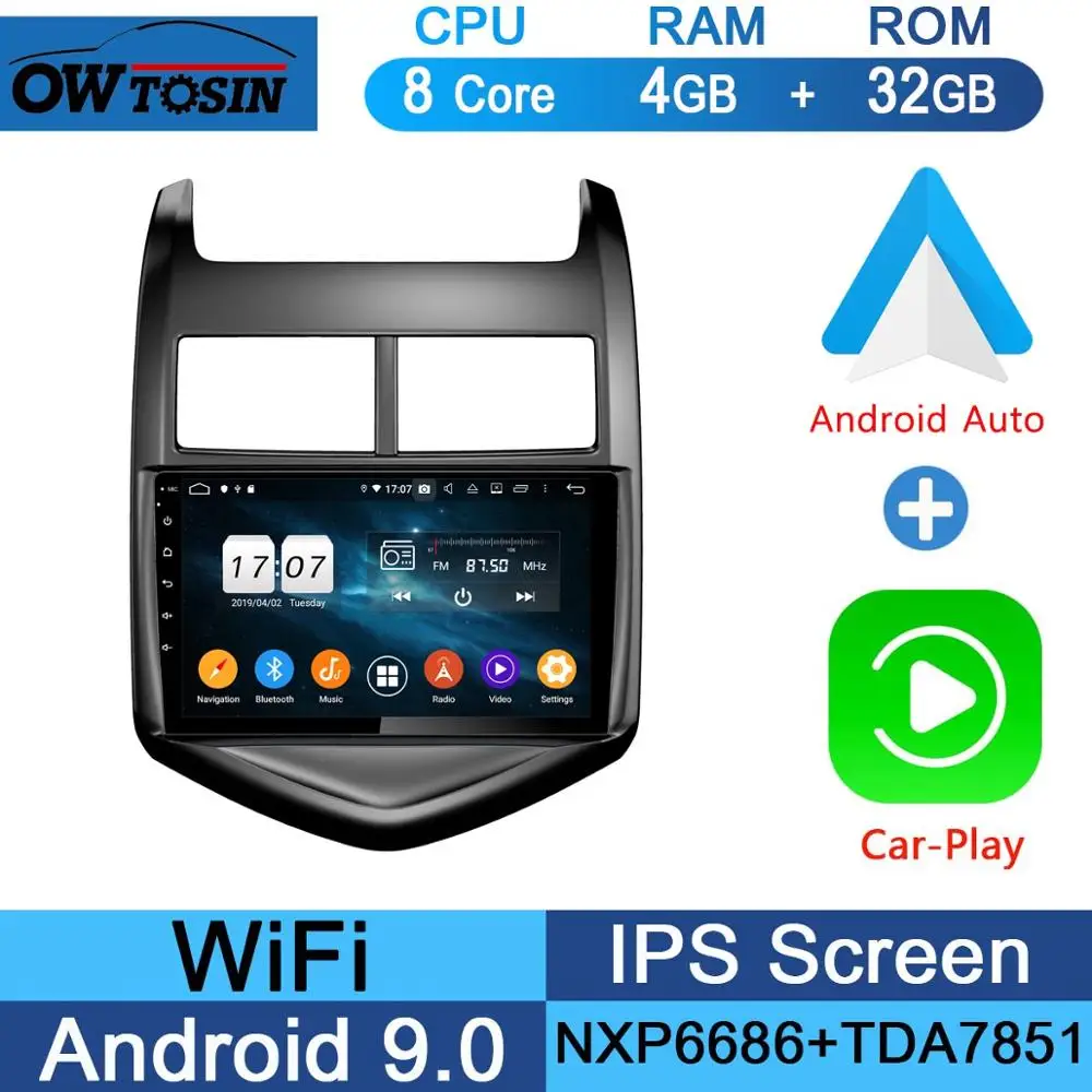 " ips 8 ядерный 4 Гб+ 64 ГБ Android 9,0 автомобильный dvd-плеер для Chevrolet Aveo Sonic 2011 2012 2013 gps Радио Стерео CarPlay Parrot BT - Цвет: 32G CarPlay Android