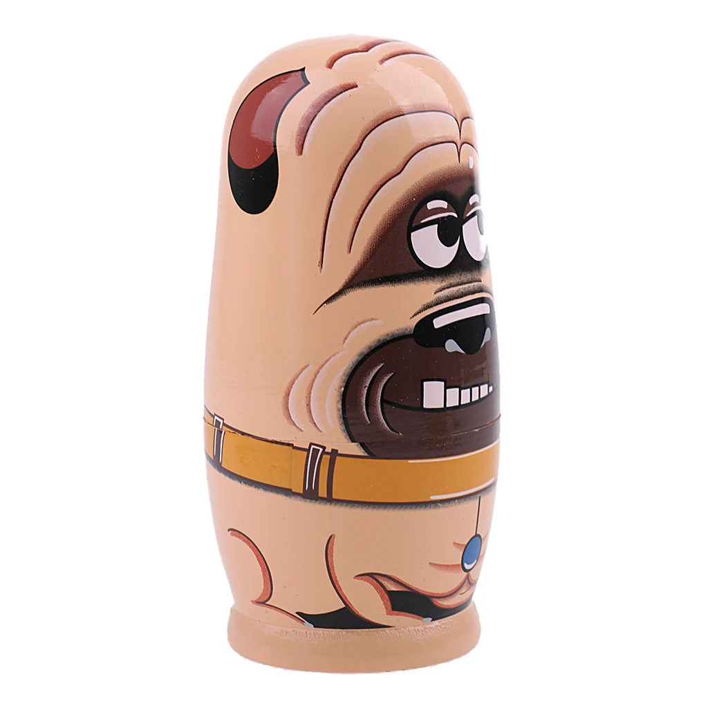 6Pcs Hand Painted Russian Nesting Doll Babushka Matryoshka Doll Animals Kids Christmas Gift Home Desk Kindergarten Decor Toys