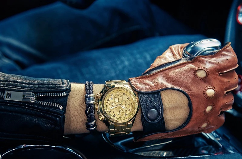 WWOOR часы мужские новые роскошные брендовые хронограф большие золотые часы мужские модные водонепроницаемые спортивные мужские часы мужские reloj hombre