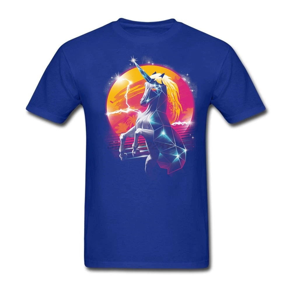 Футболка мужская с круглым вырезом коротким рукавом и принтом единорога|t shirt|mens