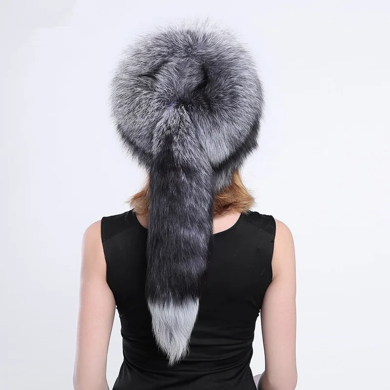 Donne di inverno cappello di pelliccia vera volpe/pelliccia di procione  cappello con coda di pelliccia novità del Russo protettore orecchio  femminile di alta qualità bran|fur raccoon hat|fur fox hatreal fox fur hat -