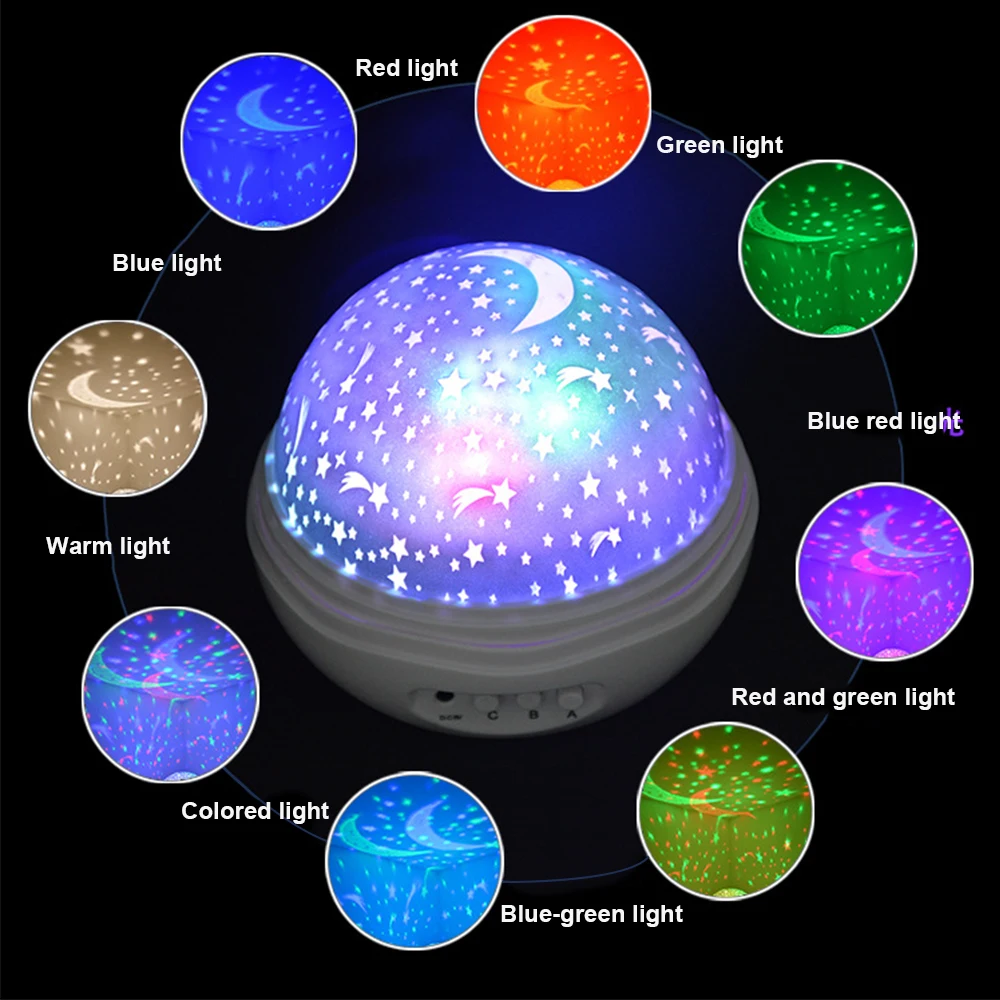 

Colorful Roses Night Light Projector Starry Sky Star Rotating Children Sleep Led Lamp Projection Powered By USB or AAA Battery