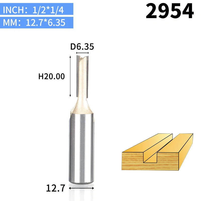 HUHAO 1 шт. 1/" 1/2" хвостовик 2 флейты прямой бит Деревообрабатывающие инструменты фреза для дерева, карбида вольфрама, Концевая фреза - Длина режущей кромки: 2954