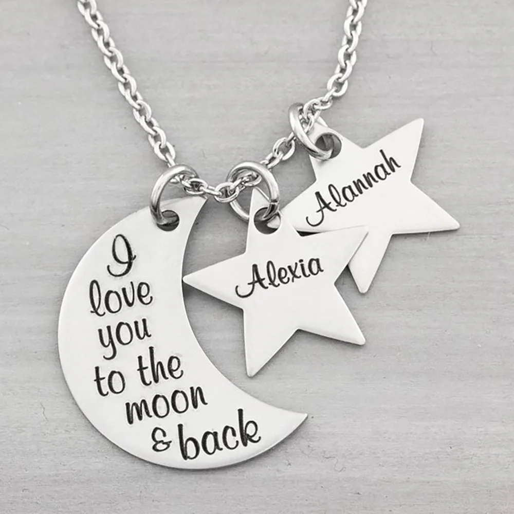 Ожерелье с надписью I Love You to The Moon and Back из нержавеющей стали ожерелье Star на заказ