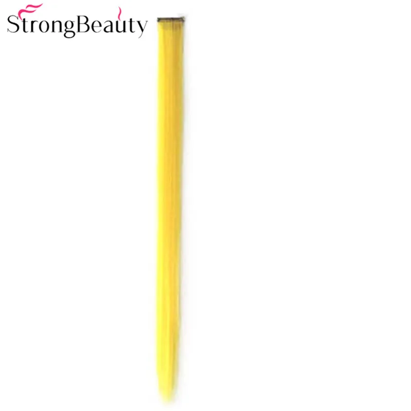 StrongBeauty Women Colorful Extension Long 50CM Synthetic Clip In Straight Hairpiece Party Highlights Punk Hair Pieces 16 Colors