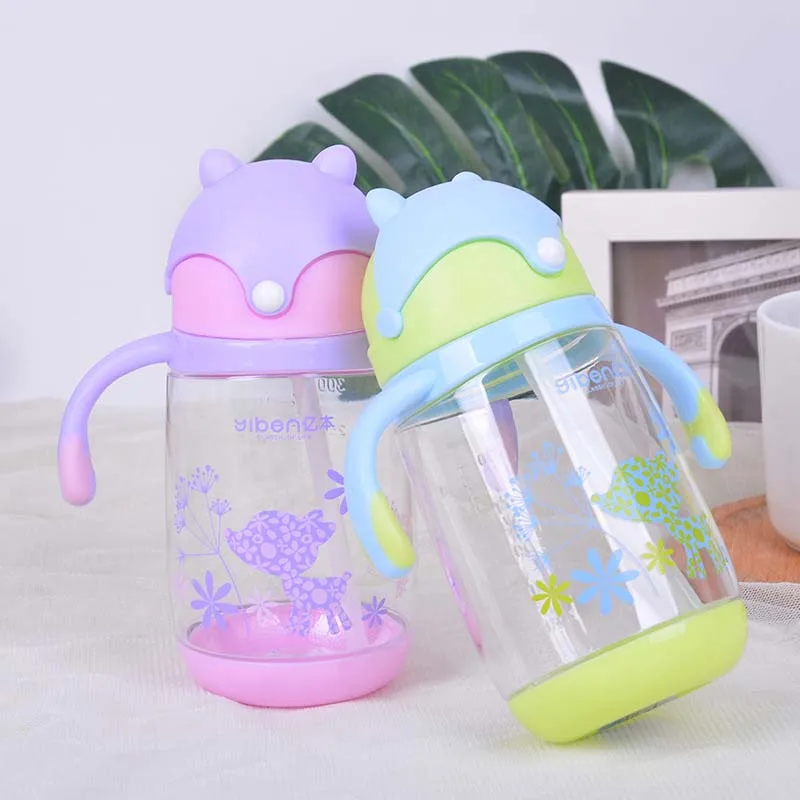 

260ml Cute Fox Baby Cup Kids Children Learn Feeding Drinking Water Straw Handle Bottle Training Cup Baby Feeding Cup