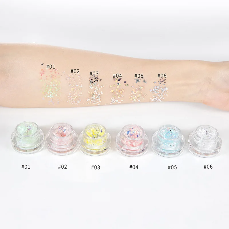 Diamond Mermaid Highlighter Eye Shadow Palette Sequins Gel Festival Waterproof Makeup Glitter Eyeshadow Hair Eye Glitter Glue