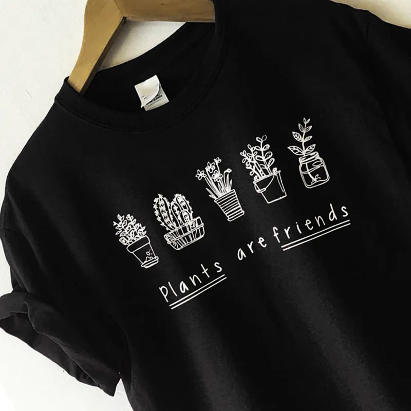 

plants are friends shirt harajuku shirt coffee womens tops gothic wine mama tees streetwear summer girls white top 2019