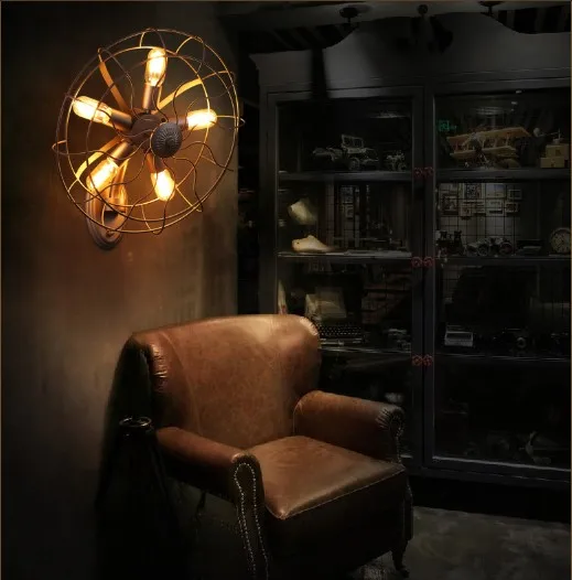 

Retro Loft Style Vintage Industrial Wall Lamp Lighting With 5 Lights For Home Edison Wall Sconce Selfdom Electric Fan