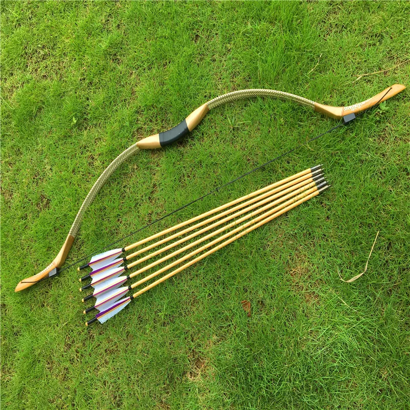 

20-60lbs white real snakeskin handmade traditional bow for archery recurve shooting + 6 purple&white wooden arrows